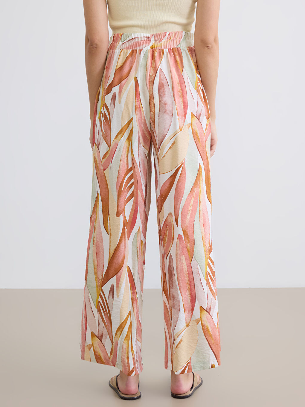 Women's Patterned Trousers with Elastic Waist-3