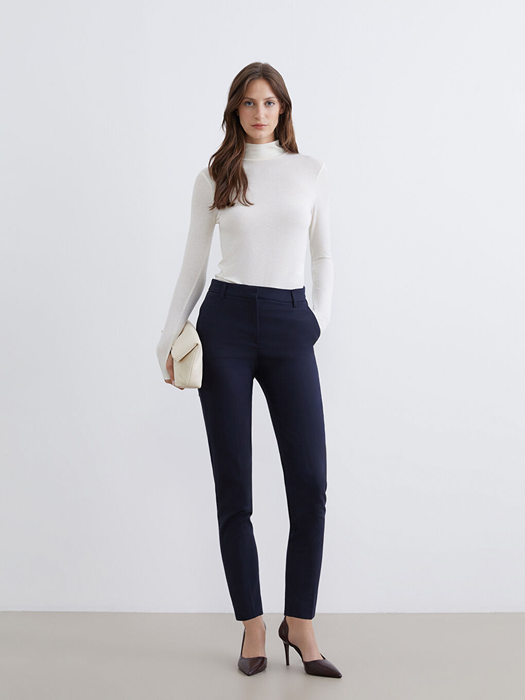 High-Waisted Women's Cigarette Trousers