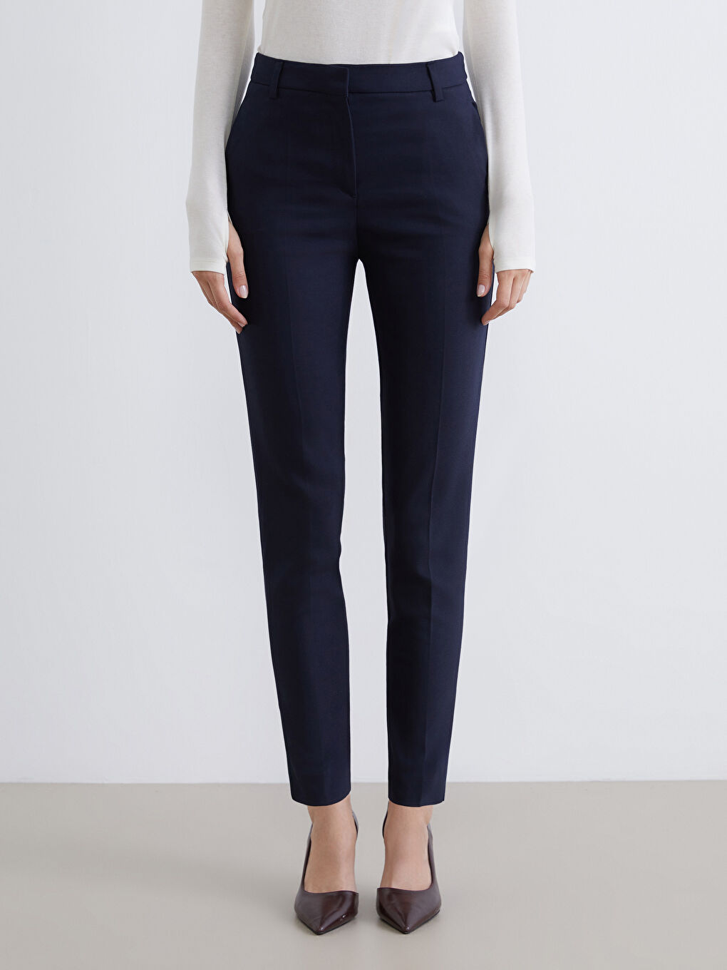 High-Waisted Women's Cigarette Trousers-1