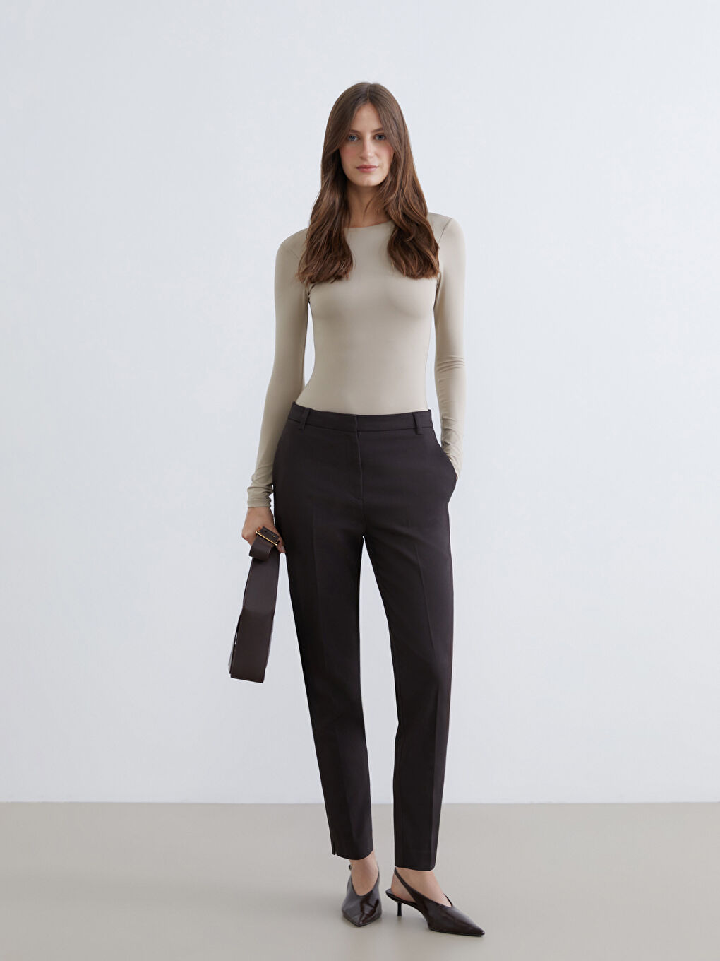 Ženske Pantalone Visokog Struka Cigareta