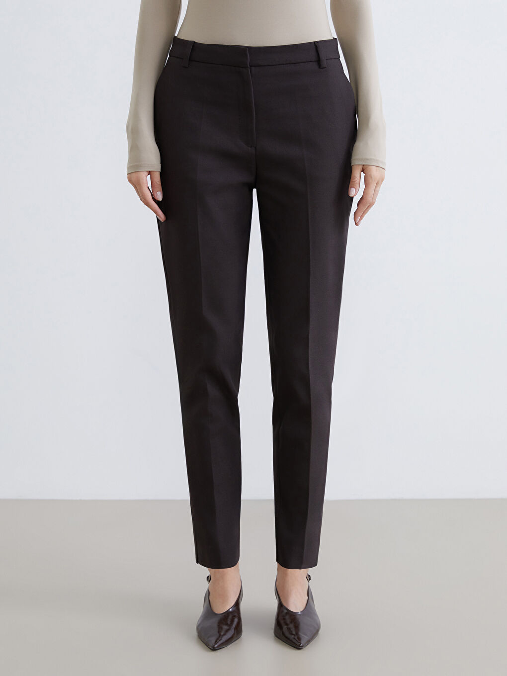 Ženske Pantalone Visokog Struka Cigareta-1