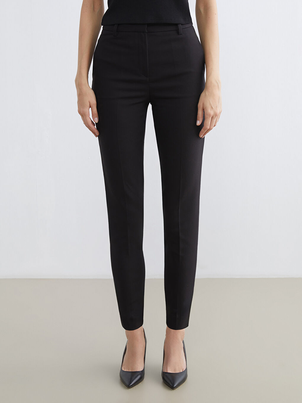 High-Waisted Women's Cigarette Trousers-1