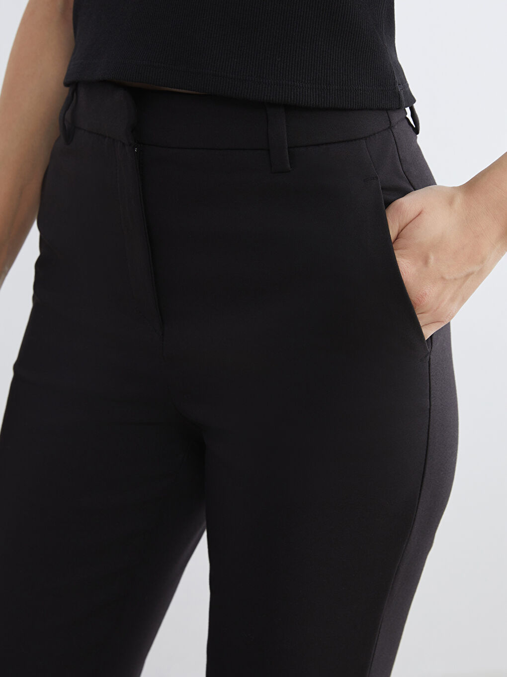 High-Waisted Women's Cigarette Trousers-2