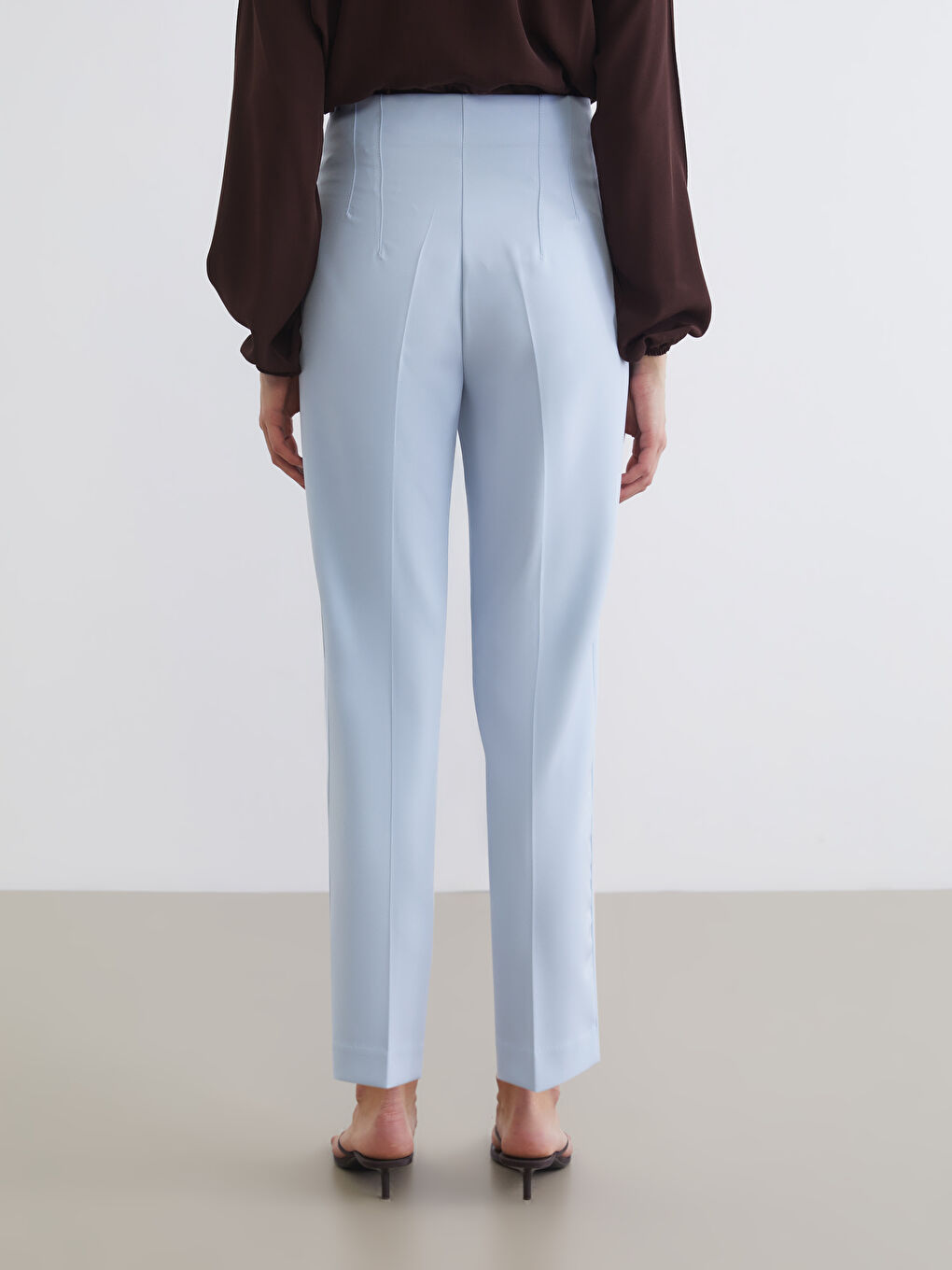 High Waist Pleated Women's Cigarette Trousers-3