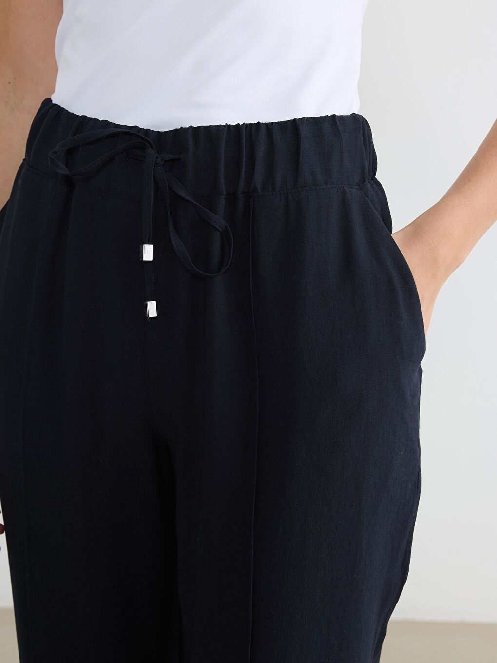 Elasticated Waist Wide Leg Women's Trousers-2