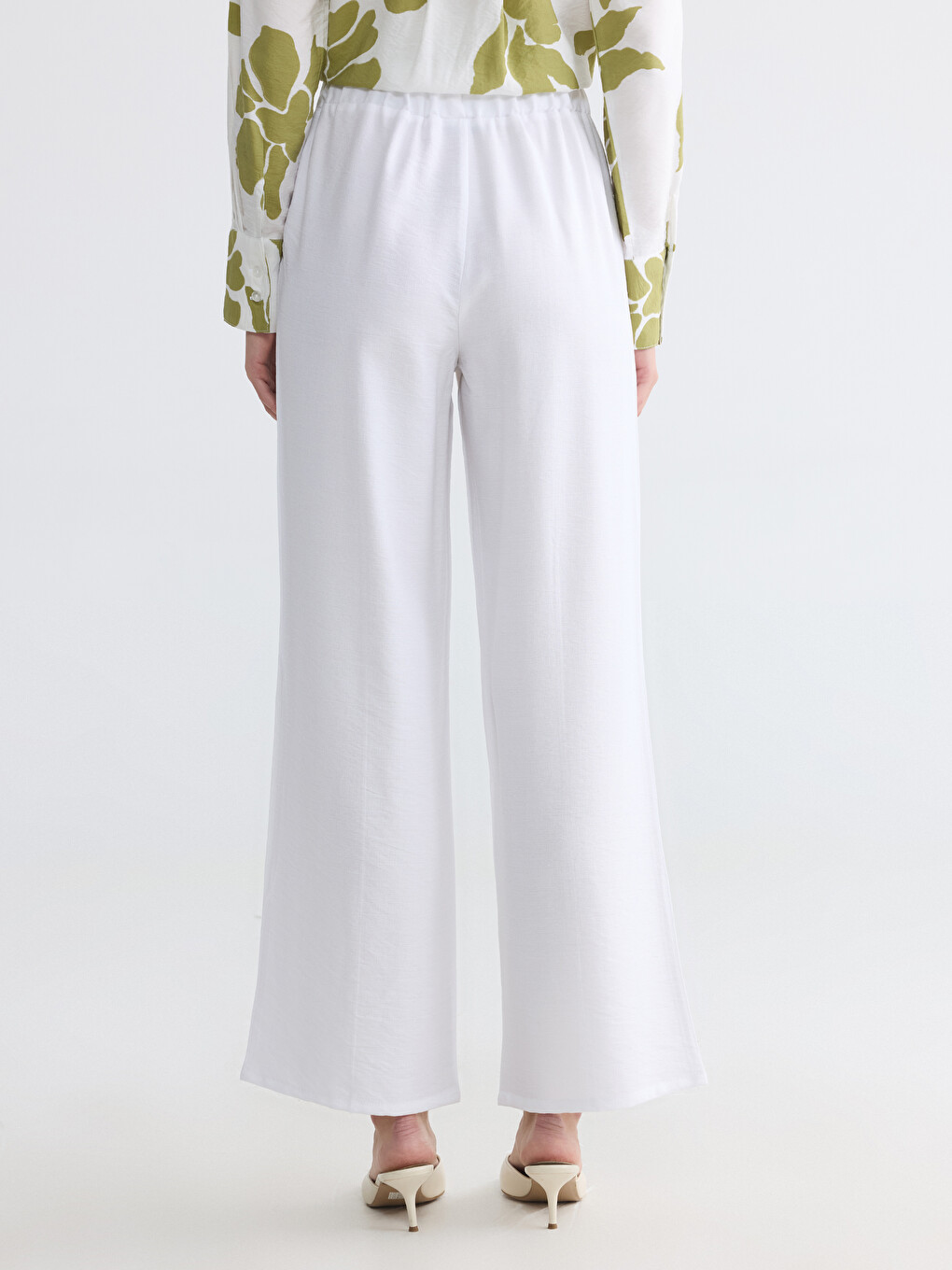 Elastic Waist Wide Leg Women's Trousers-4