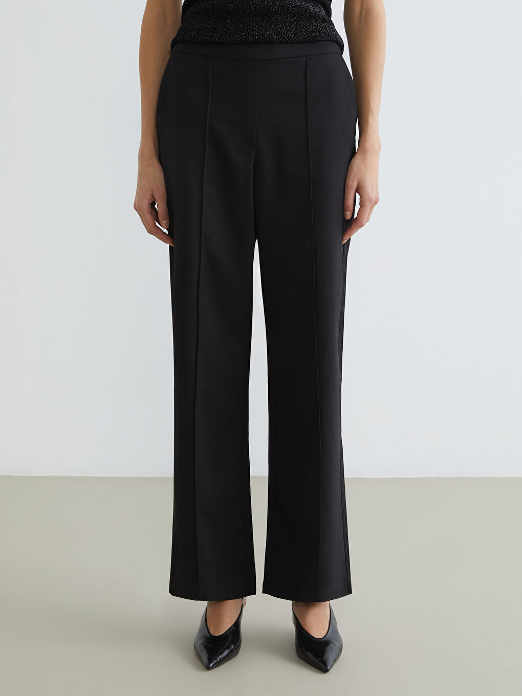 Women's Wide-Leg Trousers with Elastic Waist-1