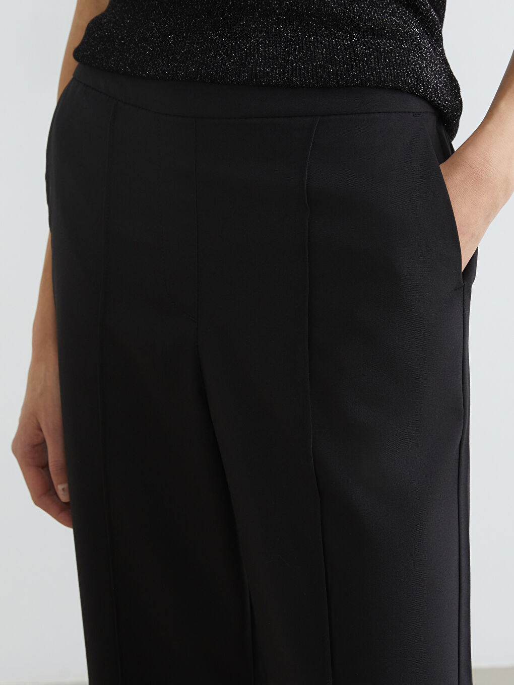 Women's Wide-Leg Trousers with Elastic Waist-2