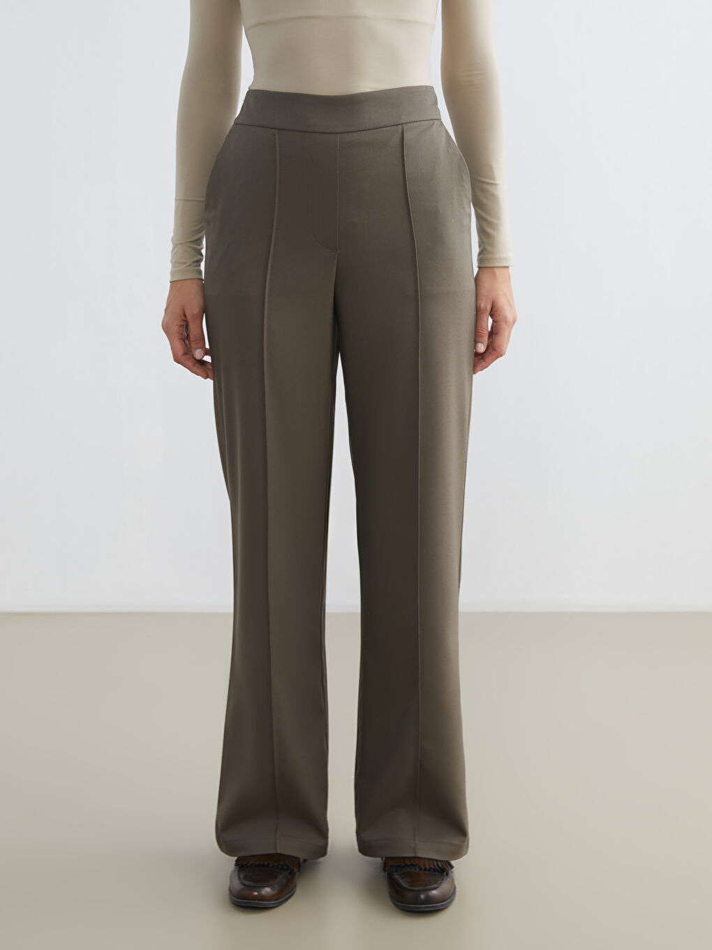 Women's Wide-Leg Trousers with Elastic Waist-1