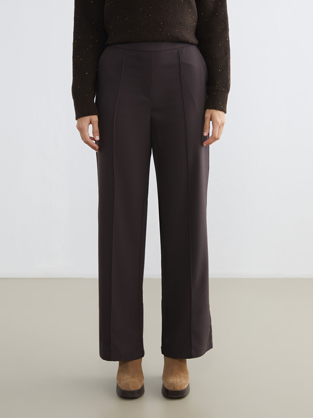 Women's Wide-Leg Trousers with Elastic Waist-1