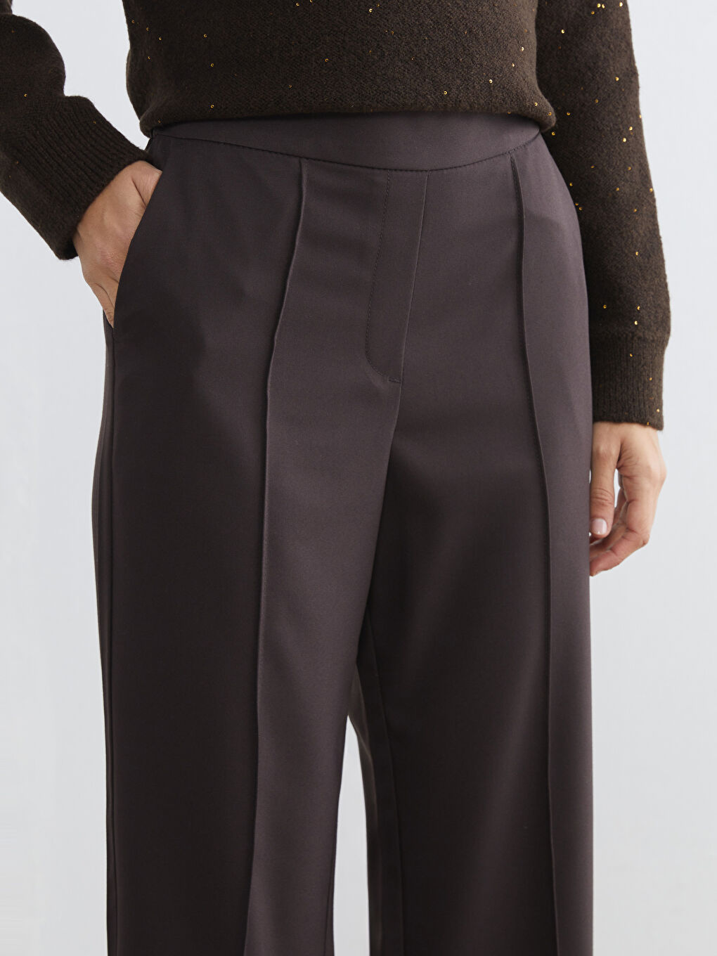 Women's Wide-Leg Trousers with Elastic Waist-2