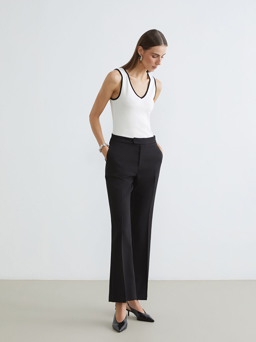 High Waisted Flared Women's Trousers