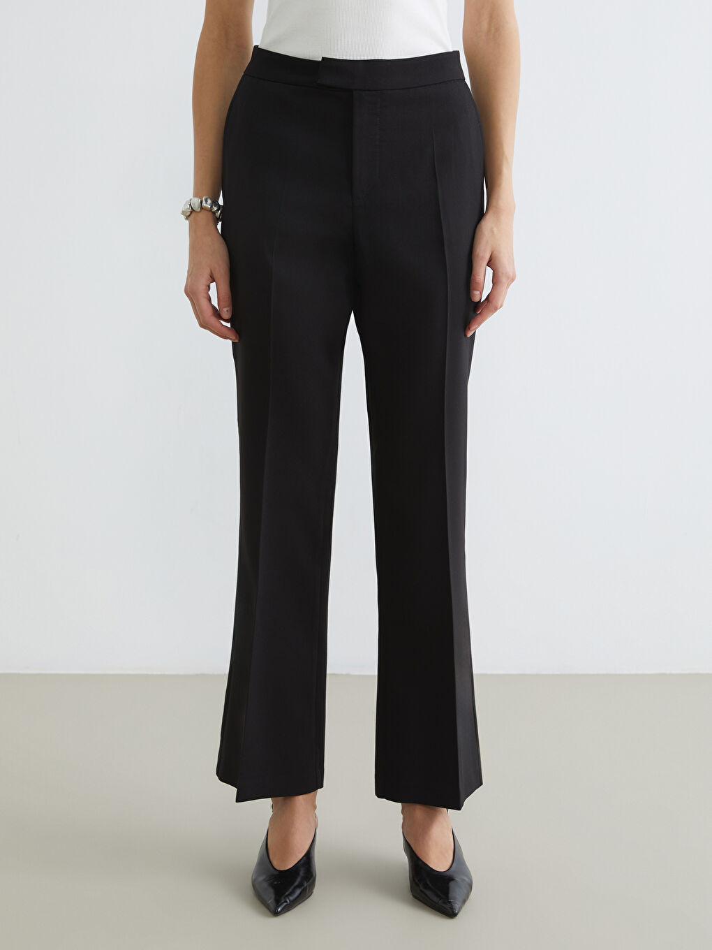 High Waisted Flared Women's Trousers-1