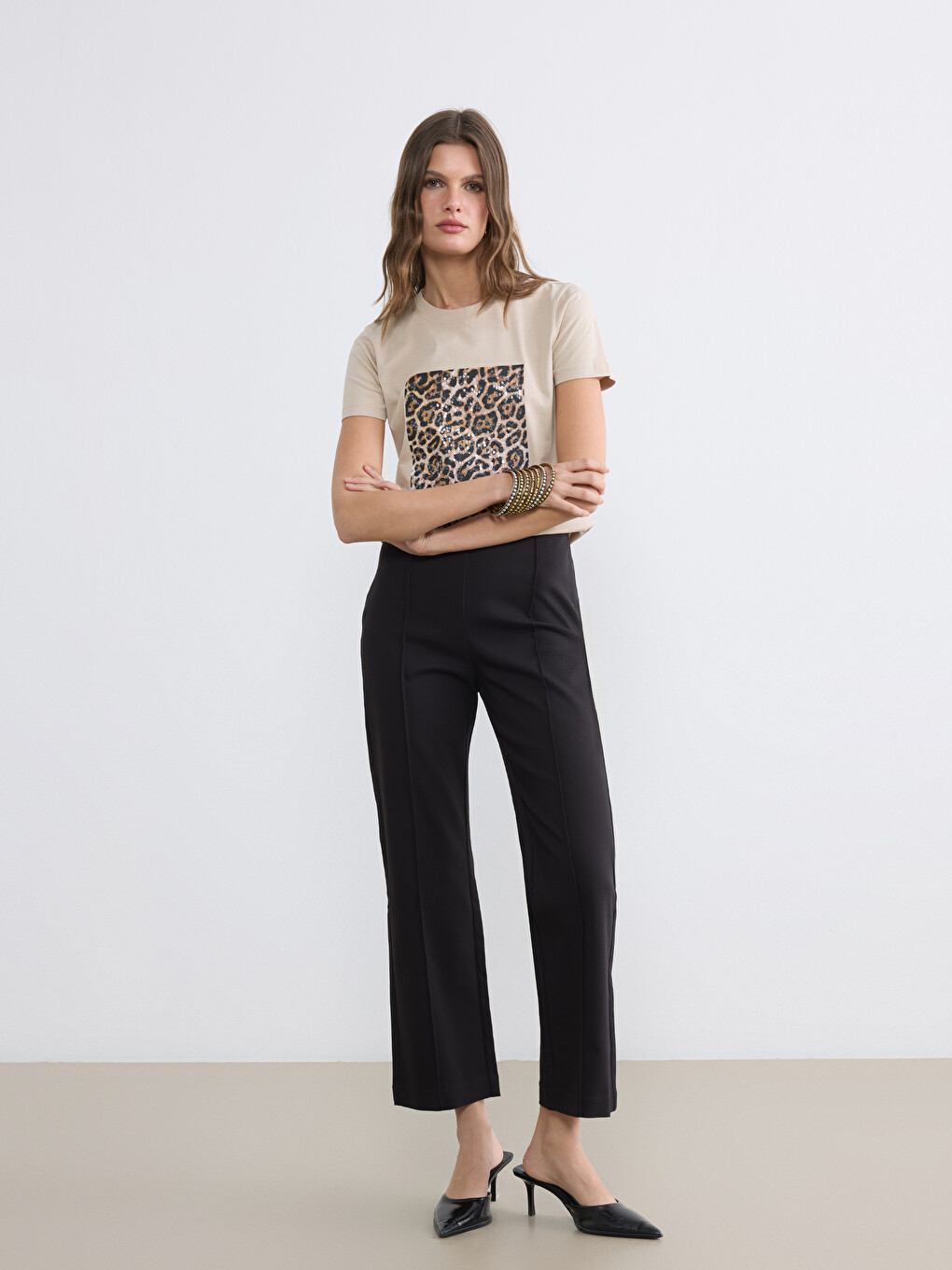 Beli Lastikli Slim Fit Kadın Pantolon