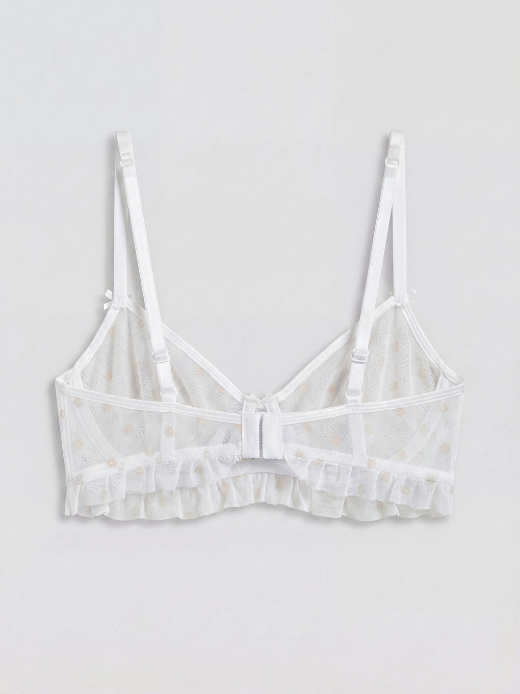 Beyaz Balenli Dolgusuz Desenli Tişört Sütyen-1