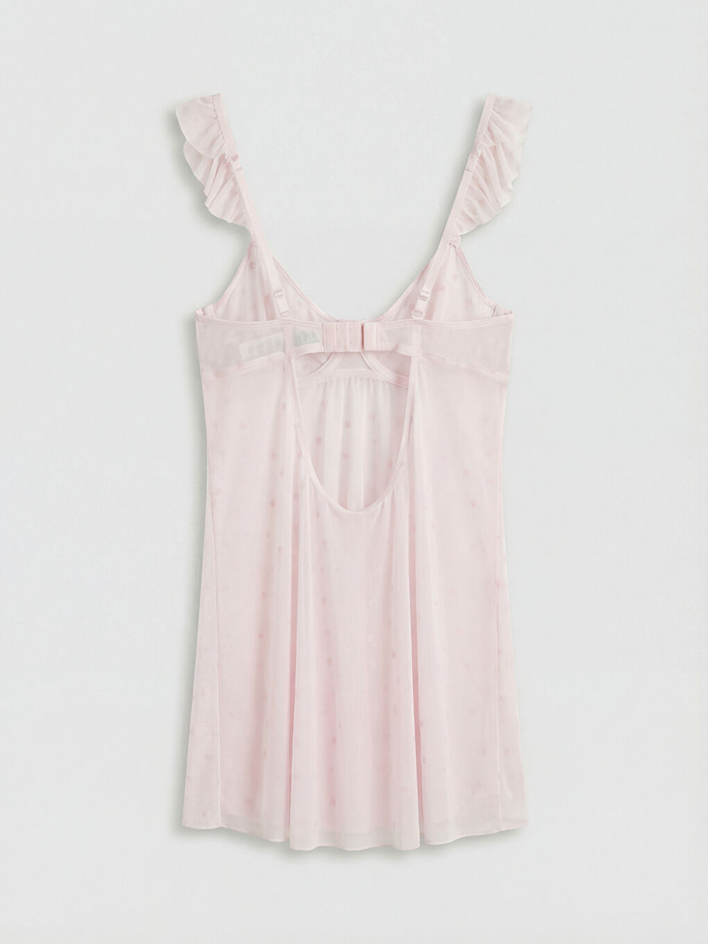 Pembe V Yaka Dantelli Kadın Fantezi Gecelik-1