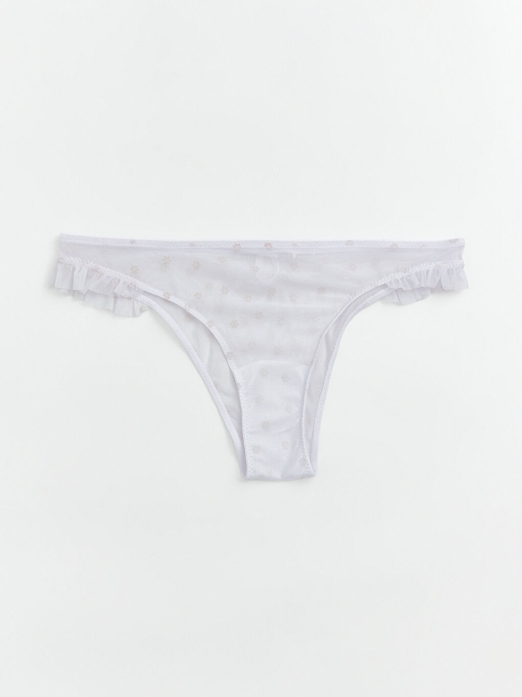 Beyaz Fırfırlı Desenli Fantezi Brazilian Külot