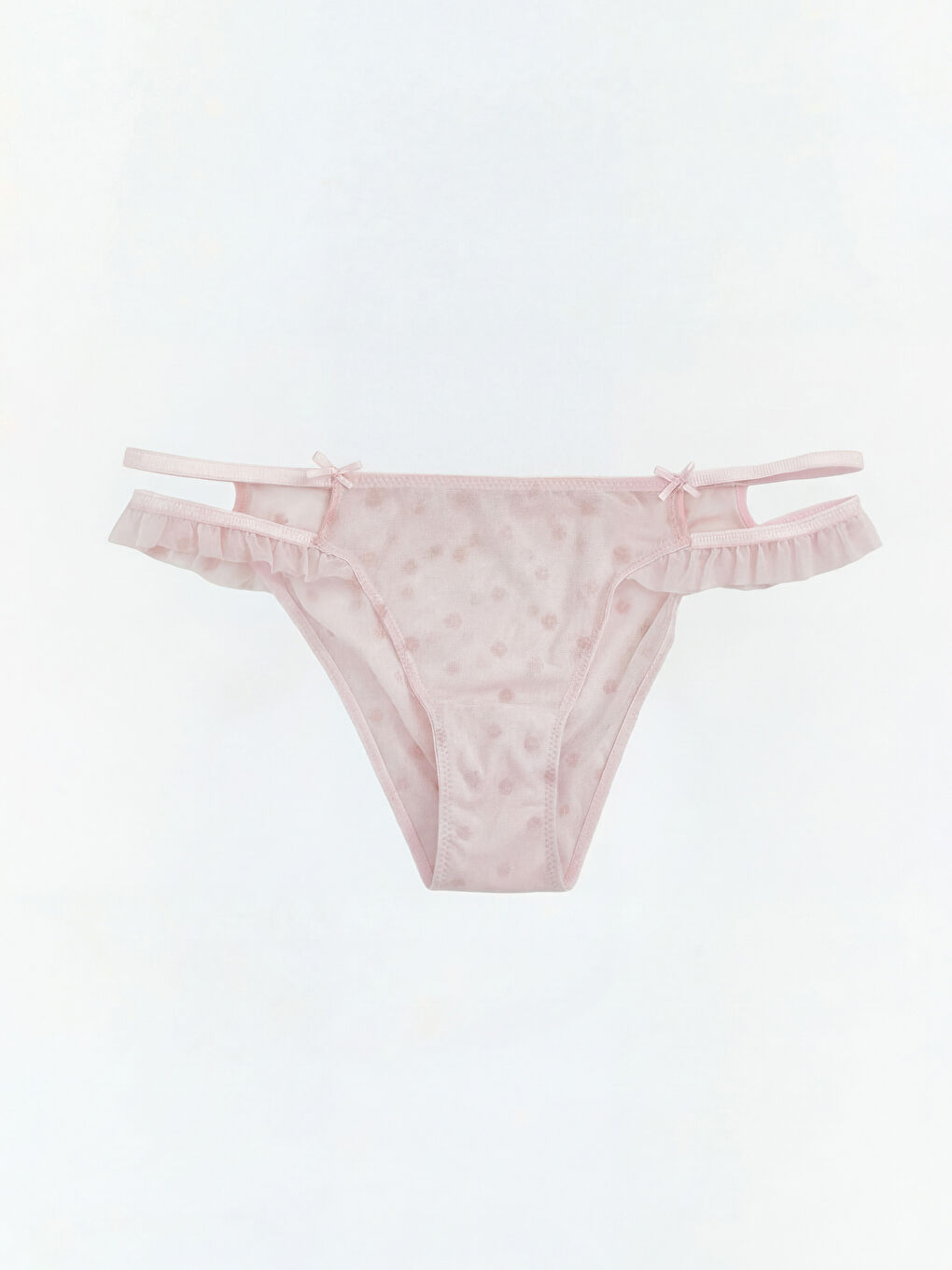 Pembe Puantiyeli Fırfırlı Fantezi Bikini Külot