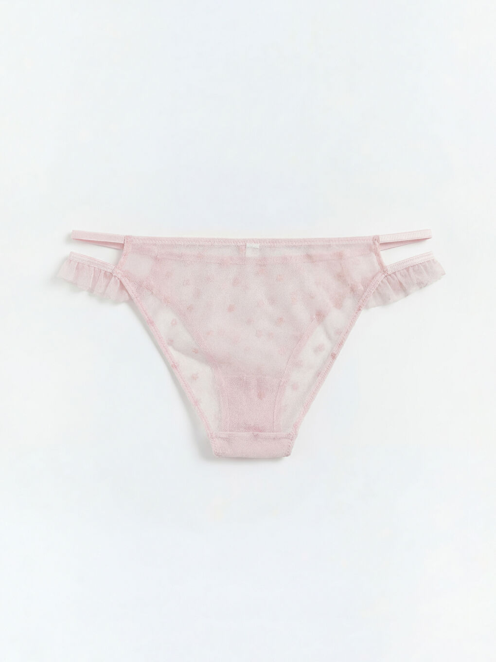 Pembe Puantiyeli Fırfırlı Fantezi Bikini Külot-1