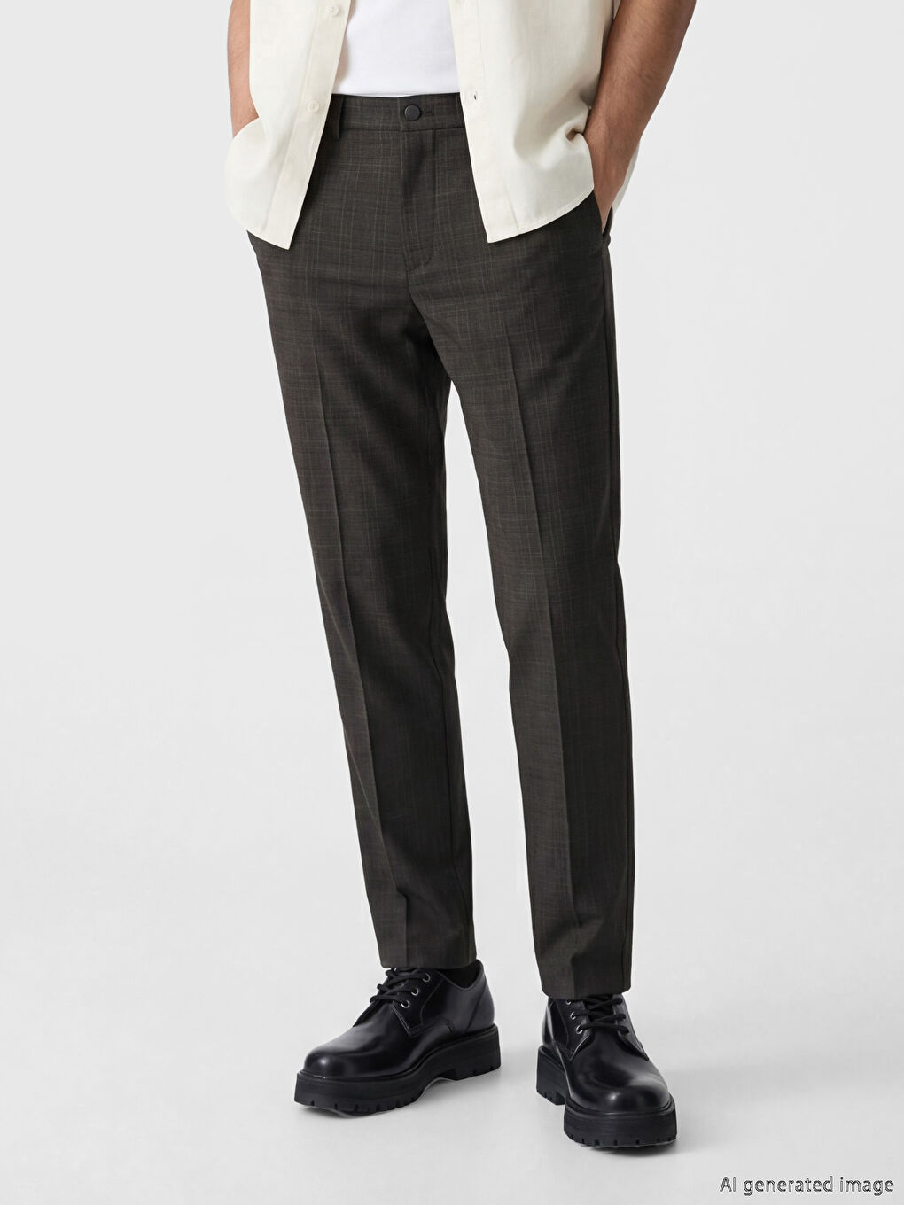 Мужские брюки в клетку слим-фит-1