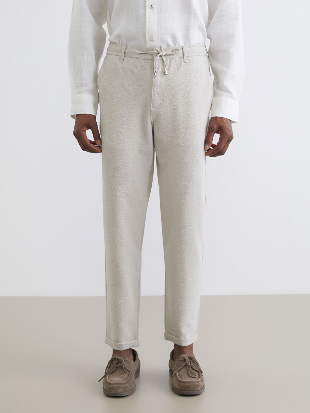 Bej Slim Fit Erkek Pantolon-1