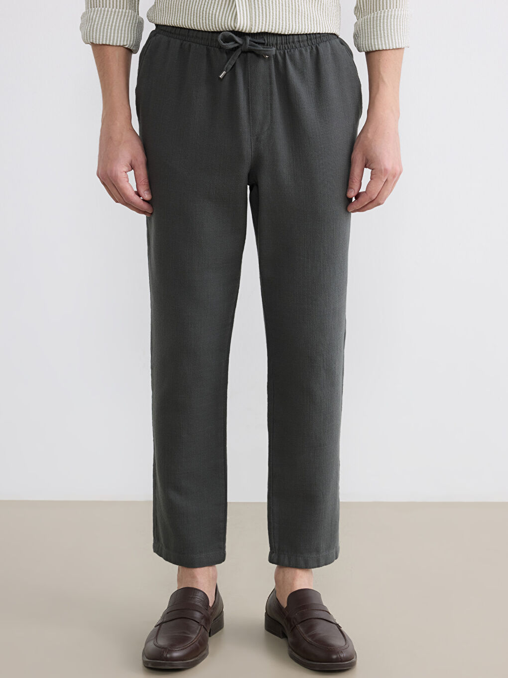 Regular Fit Linen-Look Men's Trousers-1