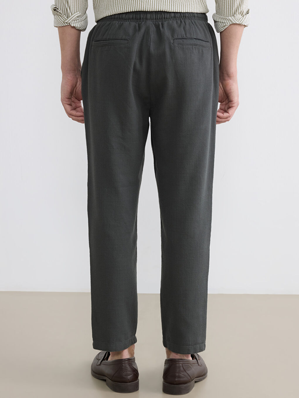 Regular Fit Linen-Look Men's Trousers-3
