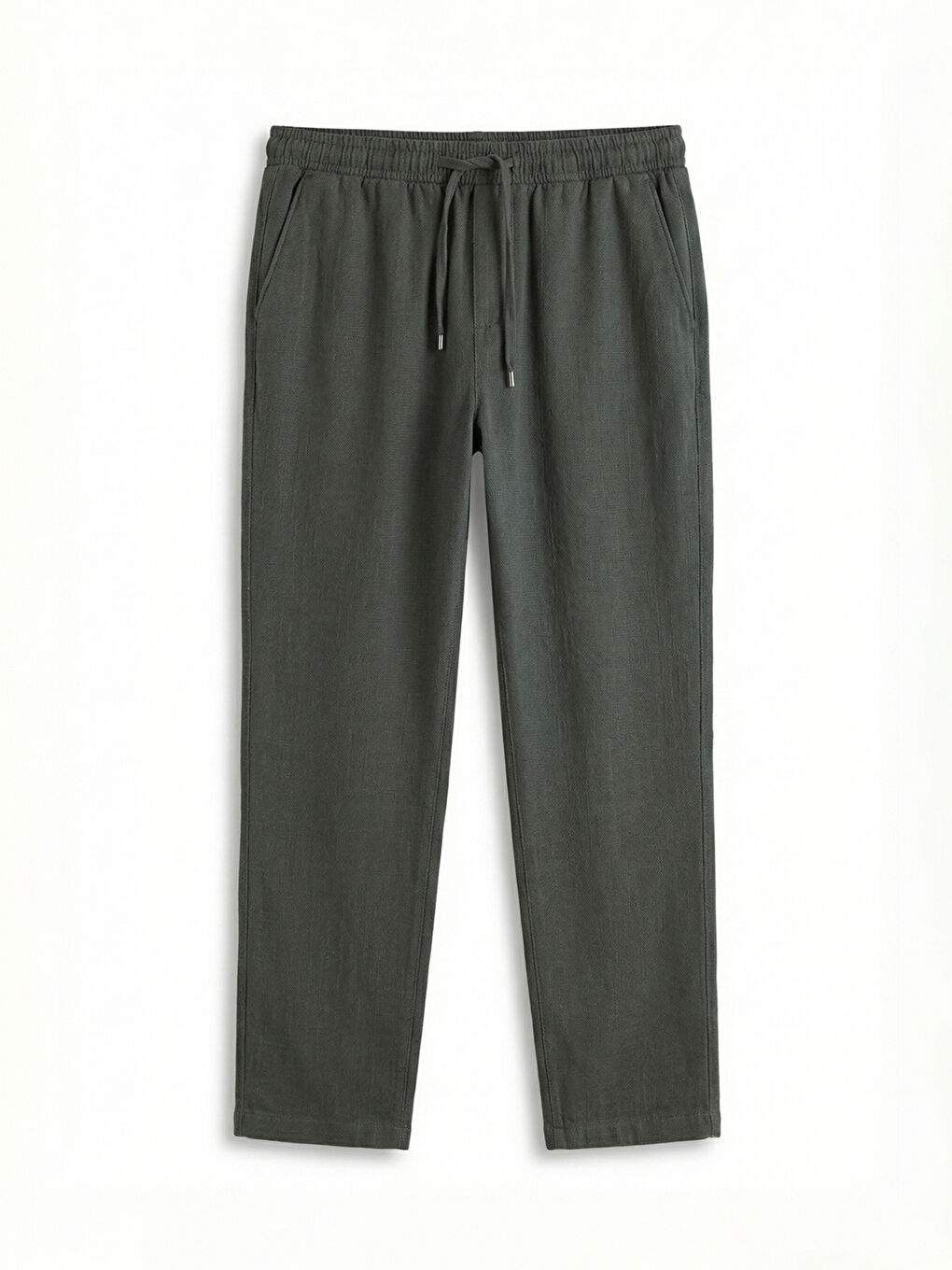 Regular Fit Linen-Look Men's Trousers-4