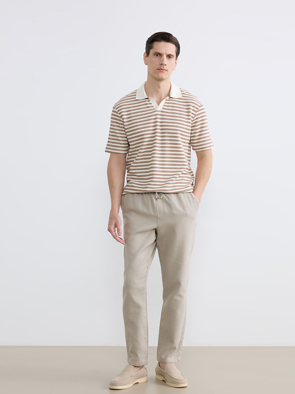 Regular Fit Linen-Look Men's Trousers