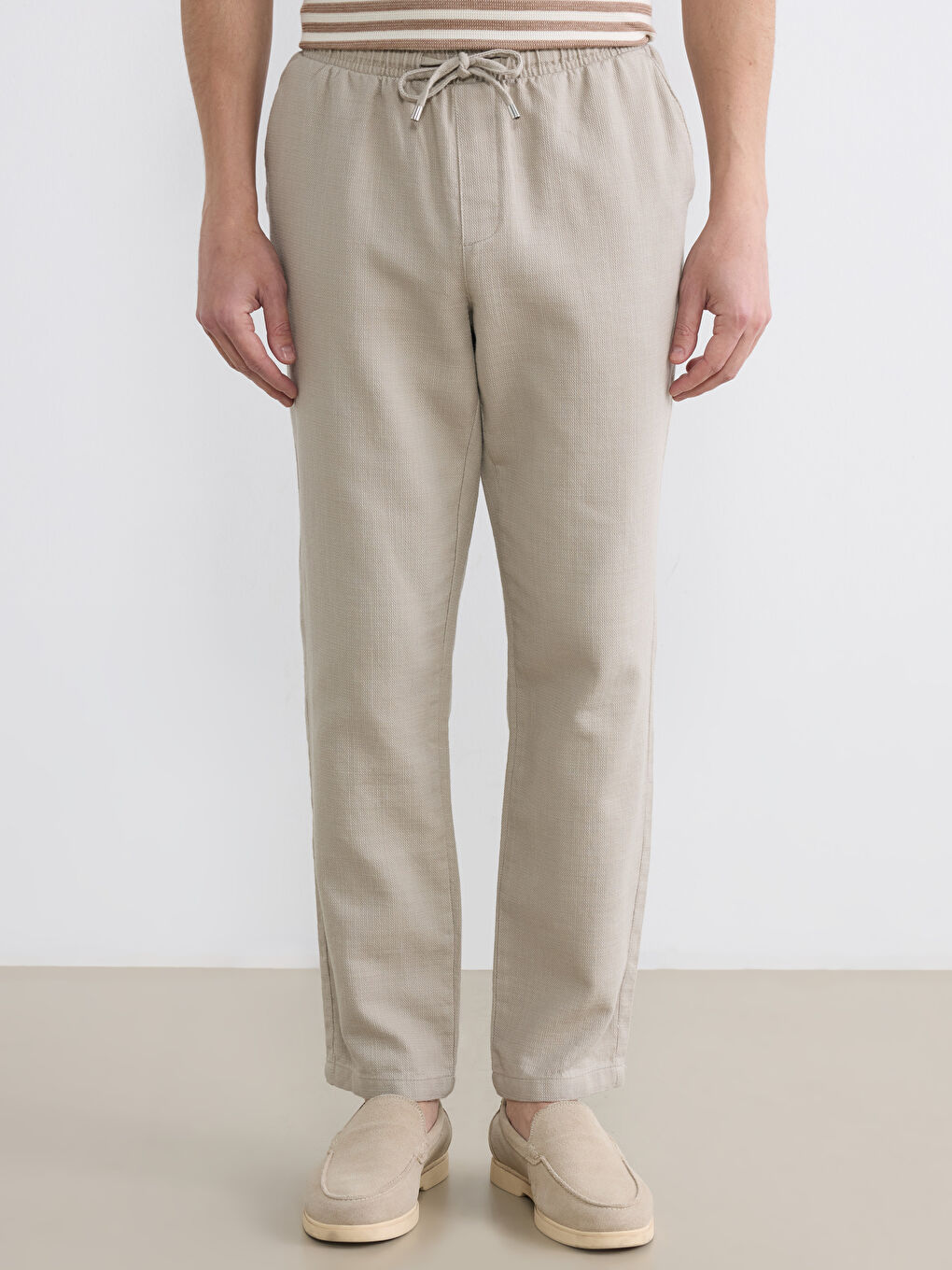 Regular Fit Linen-Look Men's Trousers-1