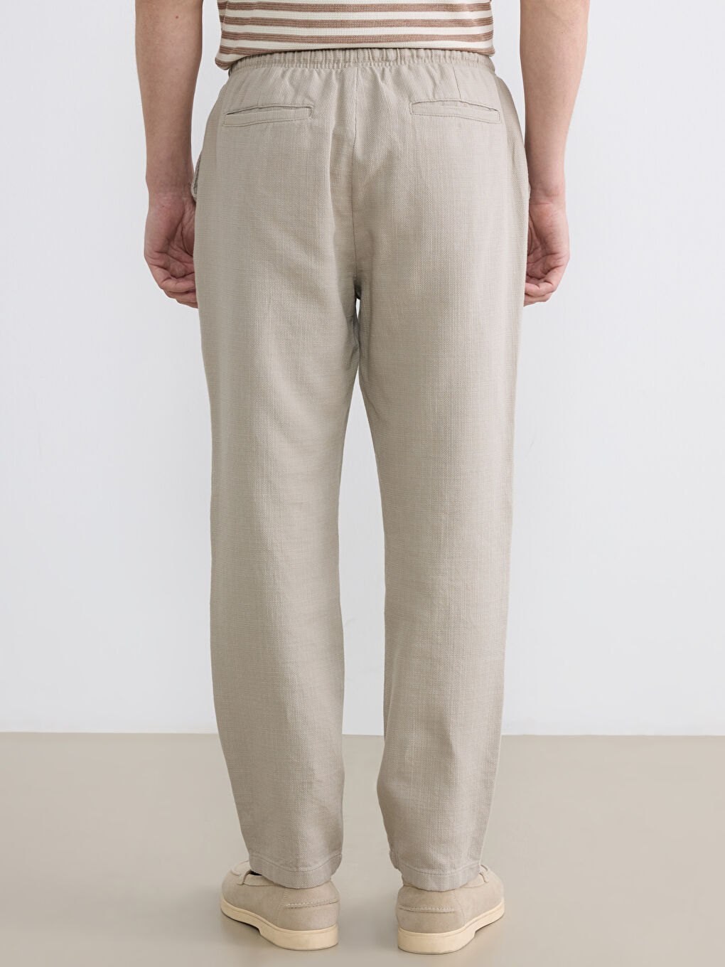 Regular Fit Linen-Look Men's Trousers-3