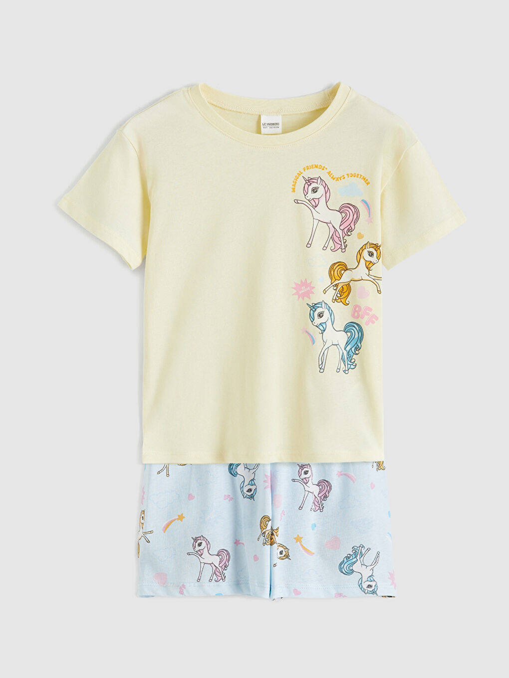 Sarı Baskılı Kız Çocuk Şortlu Pijama Takımı