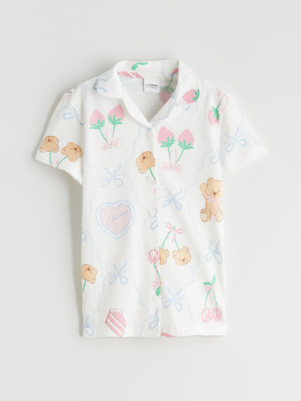 Девочки экрю Пижамный комплект с шортами-1