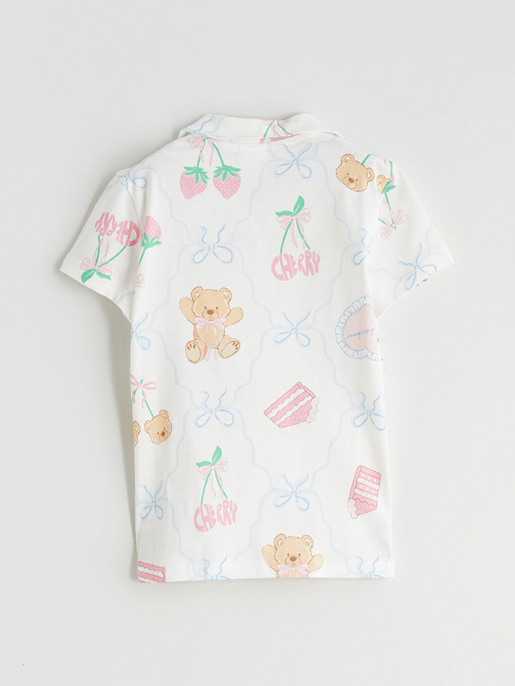 Девочки экрю Пижамный комплект с шортами-3