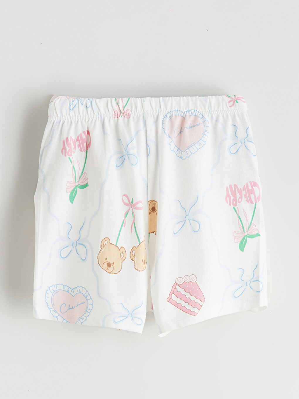 Девочки экрю Пижамный комплект с шортами-4