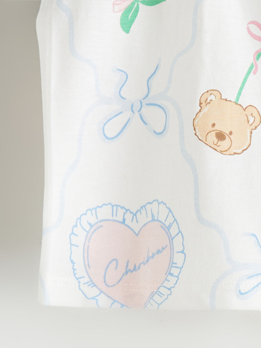 Девочки экрю Пижамный комплект с шортами-5