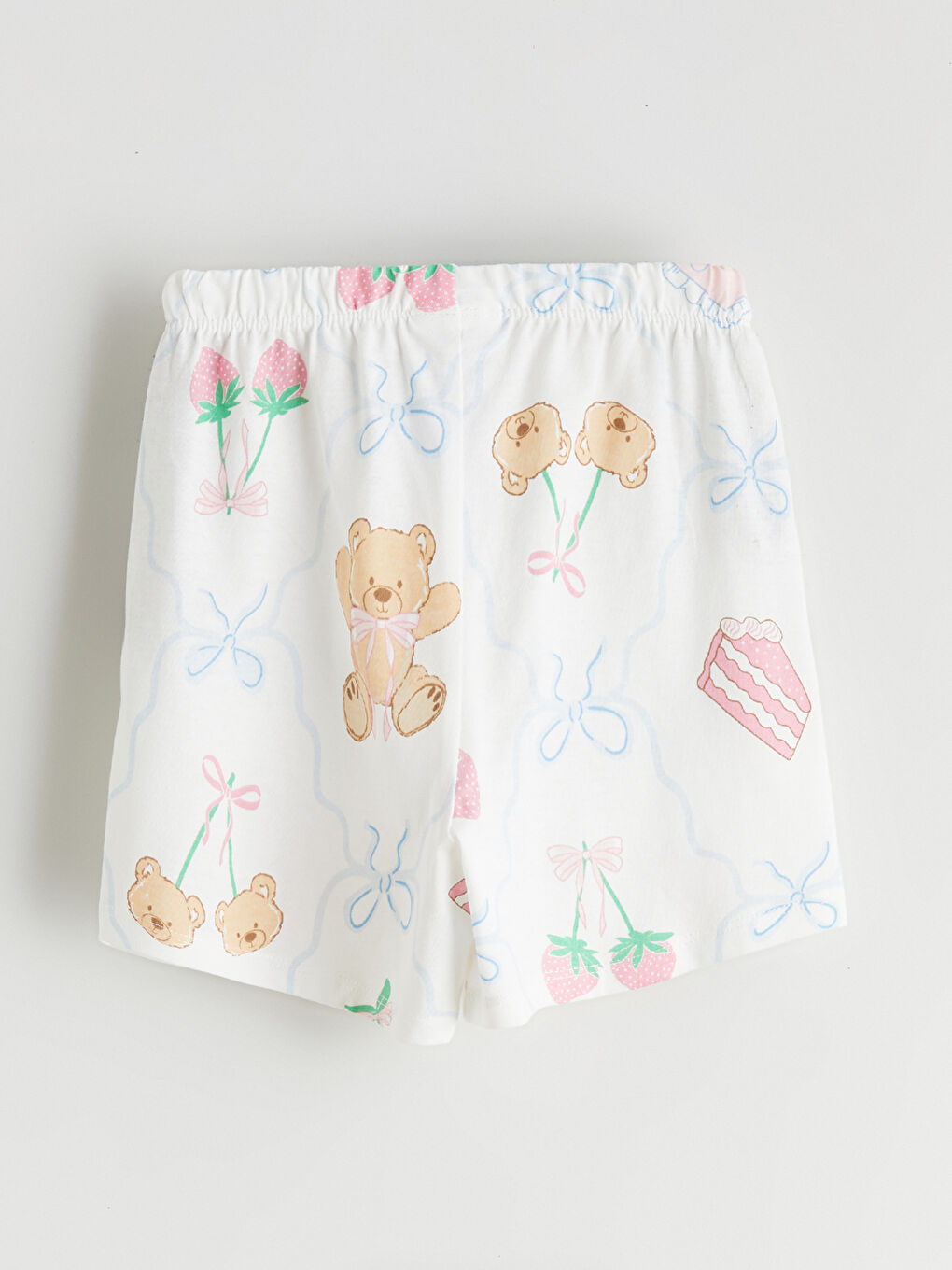 Девочки экрю Пижамный комплект с шортами-6