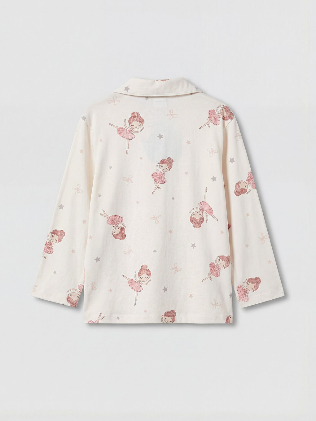 Ekru Gömlek Yaka Kız Çocuk Pijama Takımı-2