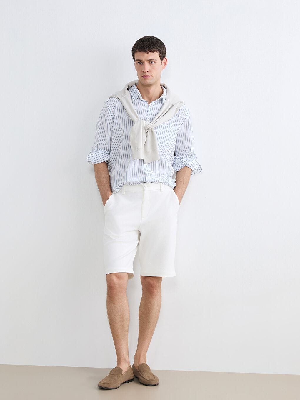 Ekru Standart Kalıp Erkek Şort