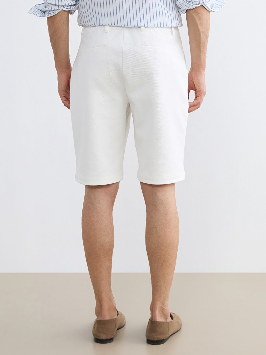 Ekru Standart Kalıp Erkek Şort-3