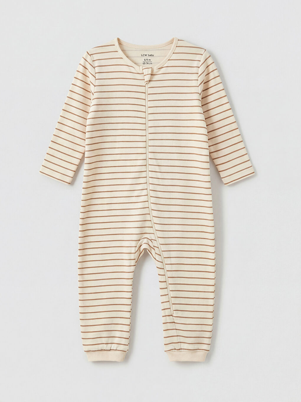 Kahverengi Bisiklet Yaka Çizgili Erkek Bebek Tulum 2'li-1