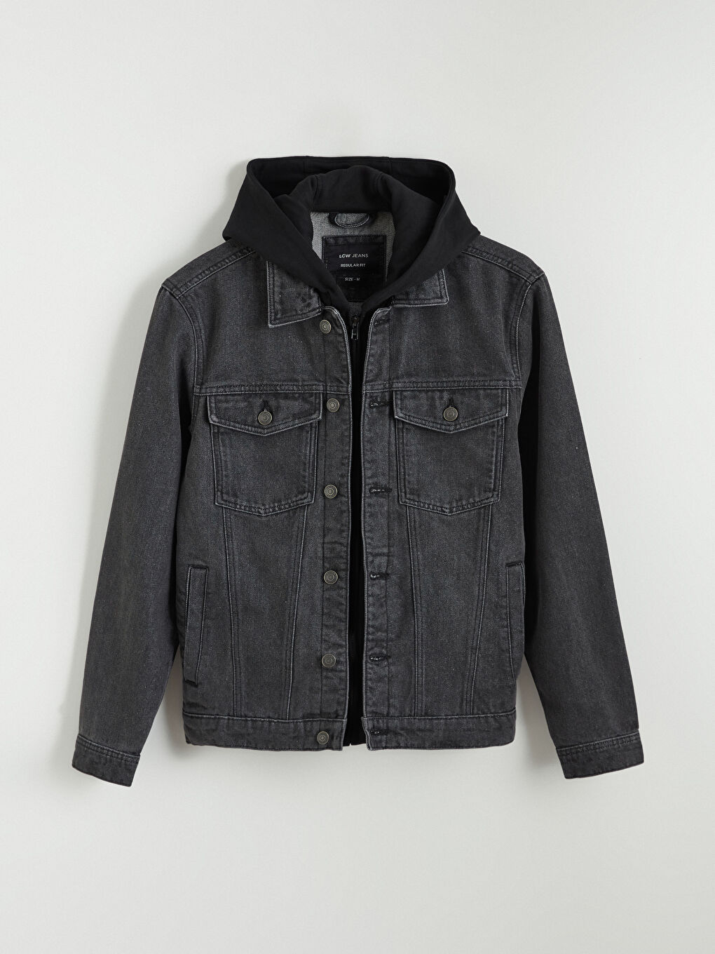 მამაკაცის ჯინსის ქურთუკი კაპიუშონით, რეგულარული მორგებით-5