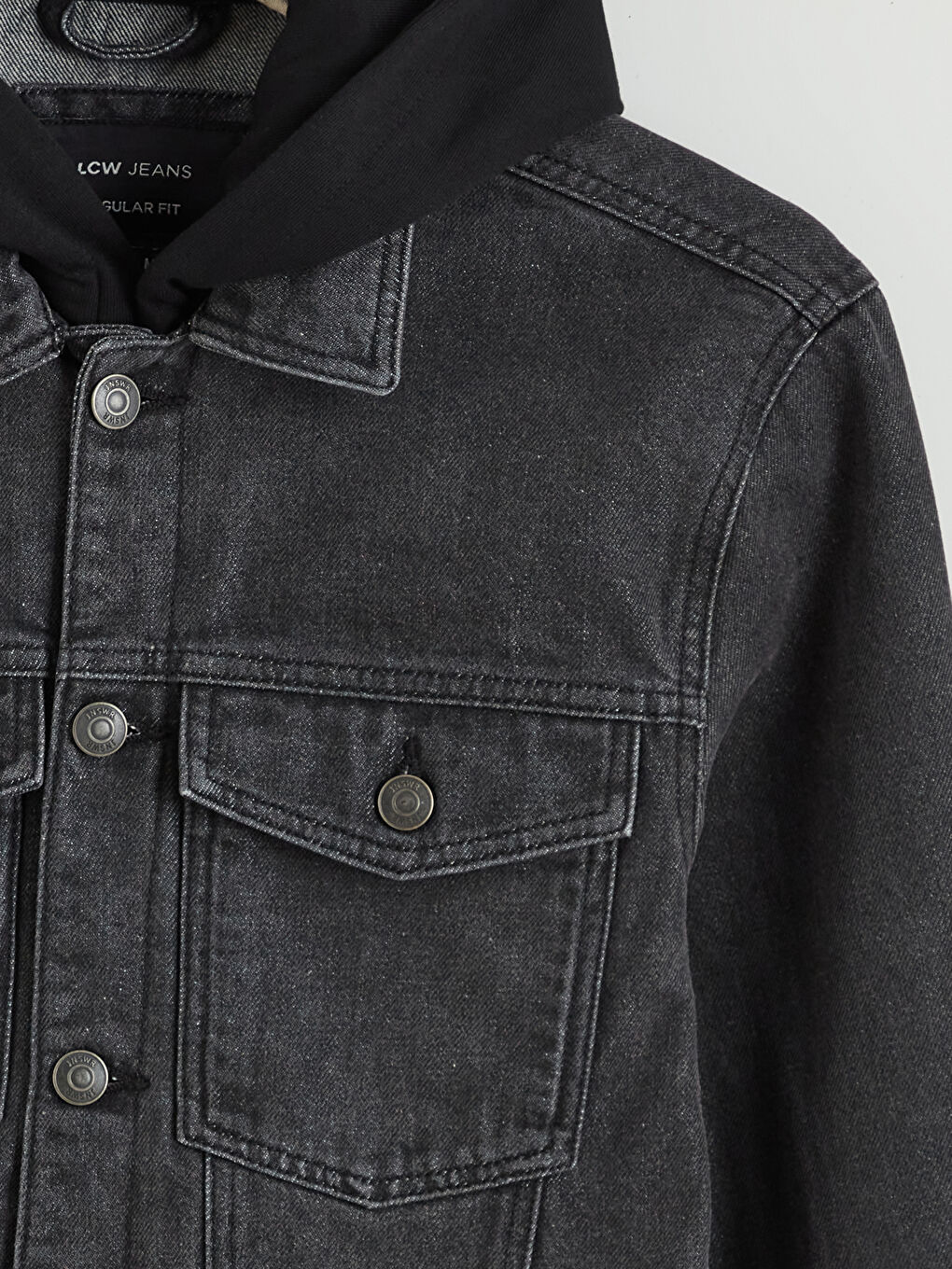 მამაკაცის ჯინსის ქურთუკი კაპიუშონით, რეგულარული მორგებით-7