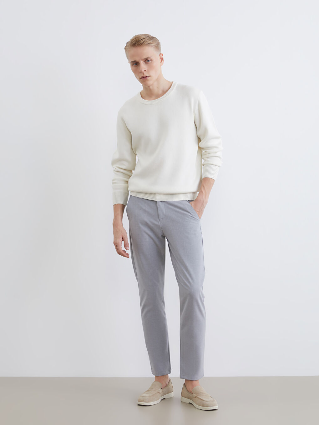 Мужчины Серый Брюки