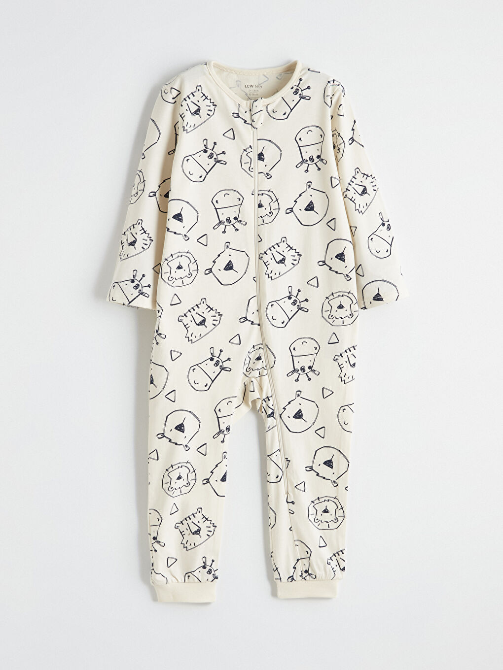 Ekru Bisiklet Yaka Baskılı Erkek Bebek Tulum 2'li-4