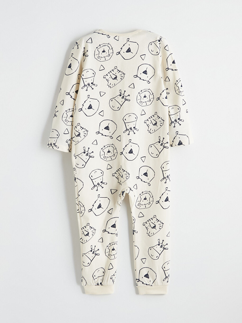 Ekru Bisiklet Yaka Baskılı Erkek Bebek Tulum 2'li-6