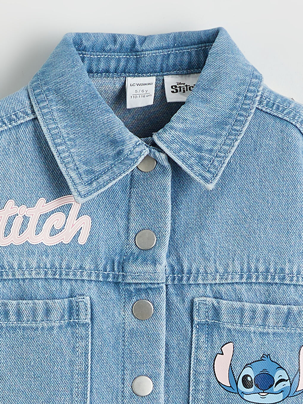 Dečja teksas jakna sa šavovima i printom anđela-2