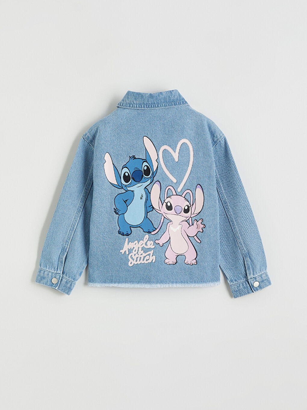 Dečja teksas jakna sa šavovima i printom anđela-3