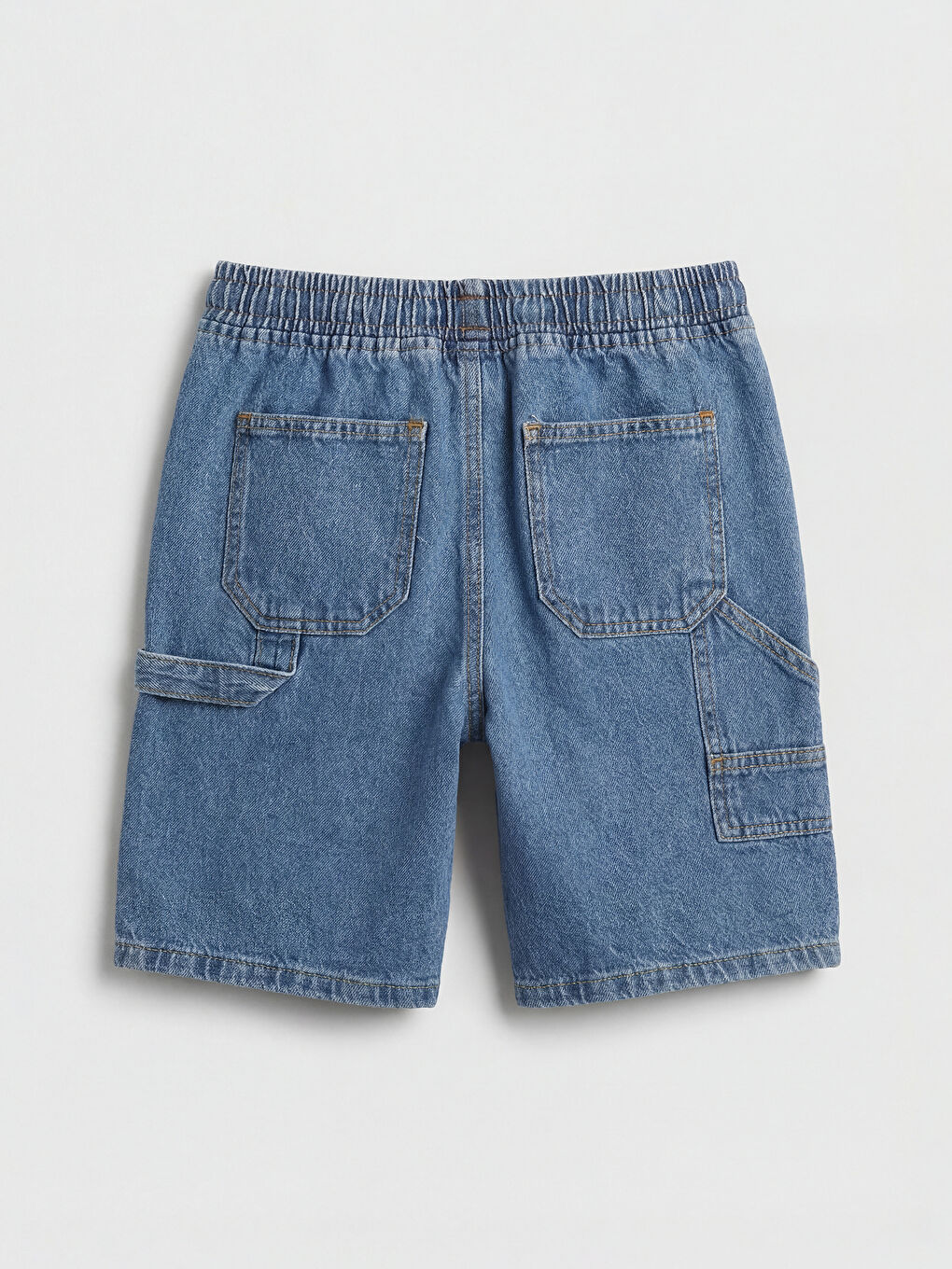 İndigo Beli Lastikli Erkek Çocuk Jean Şort-1