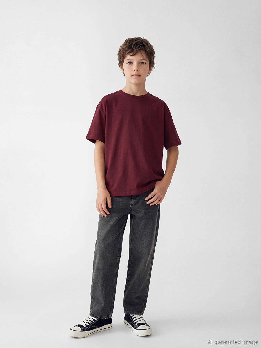 Antrasit Loose Fit Erkek Çocuk Jean Pantolon